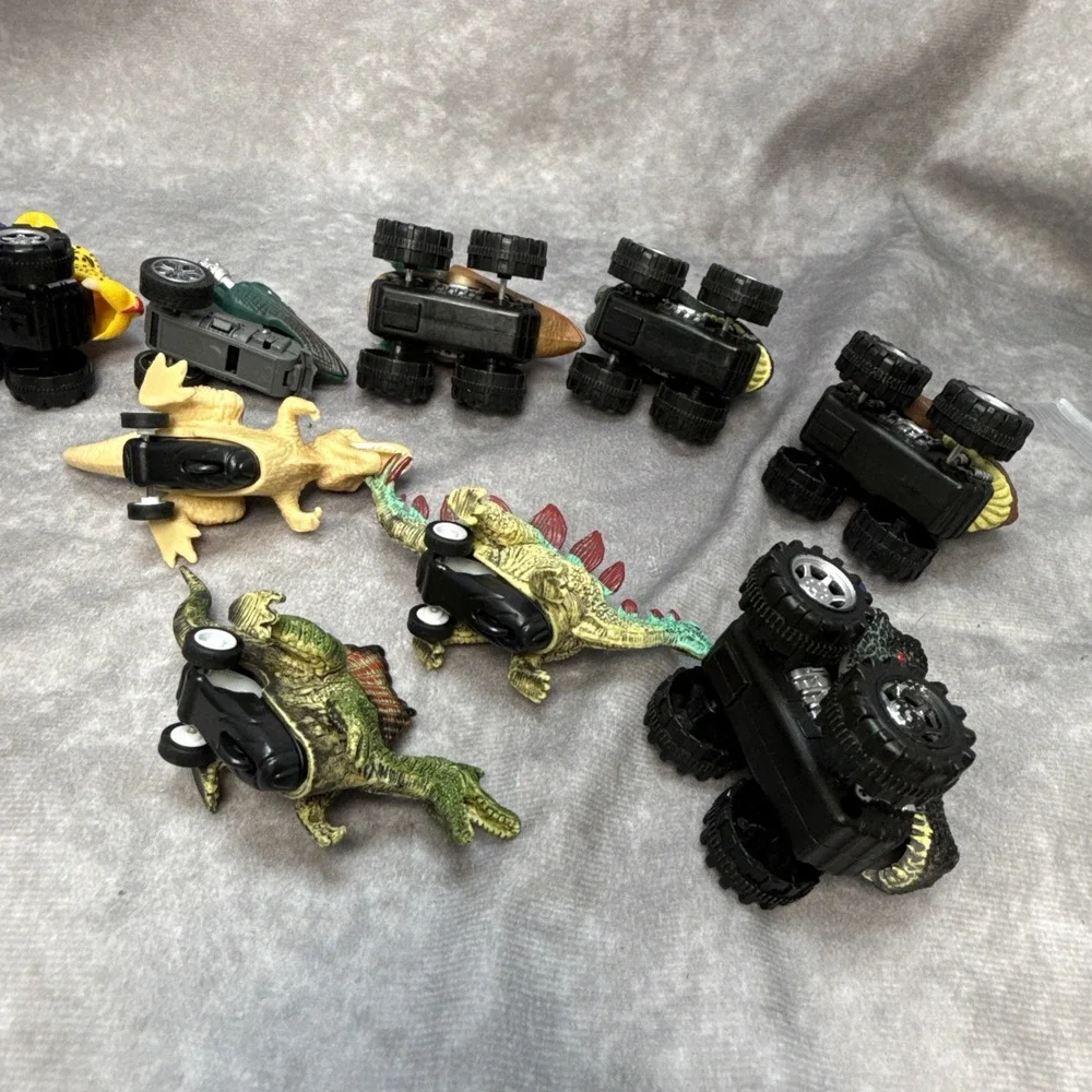 Dinosaur Monster Truck Toy Pull-Back Dino Animal Head Cars Lot Of 14